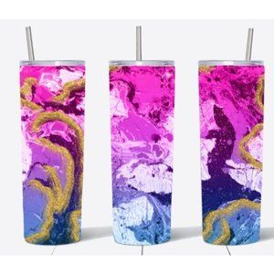 20oz Pink Blue Gold Sublimation Tumbler